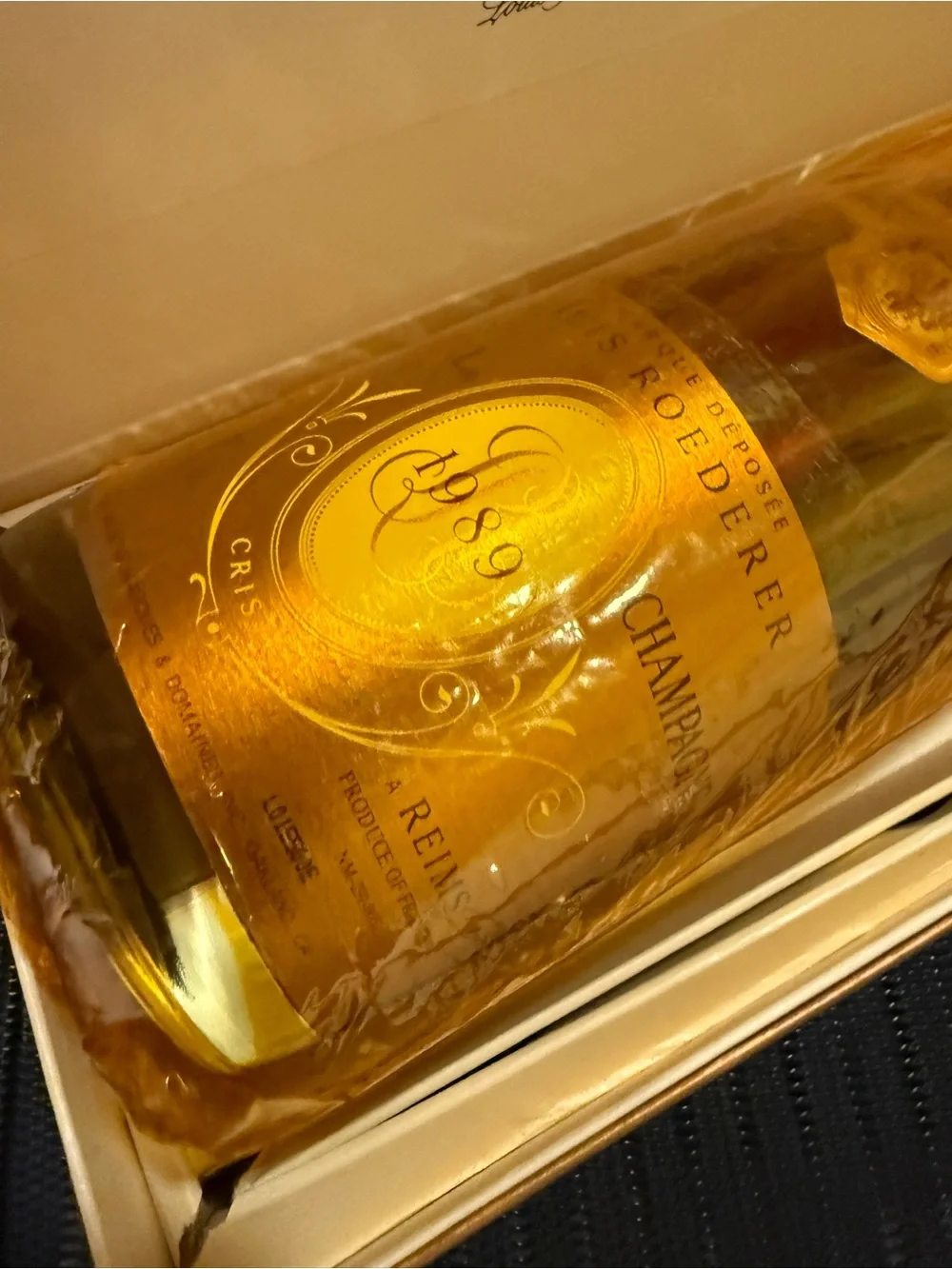 Louis Roederer Cristal Champagne Gold Gift Box New Bottle